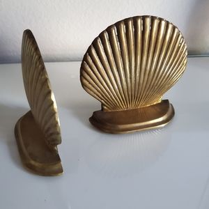 Vintage Brass Sea Shell Bookends